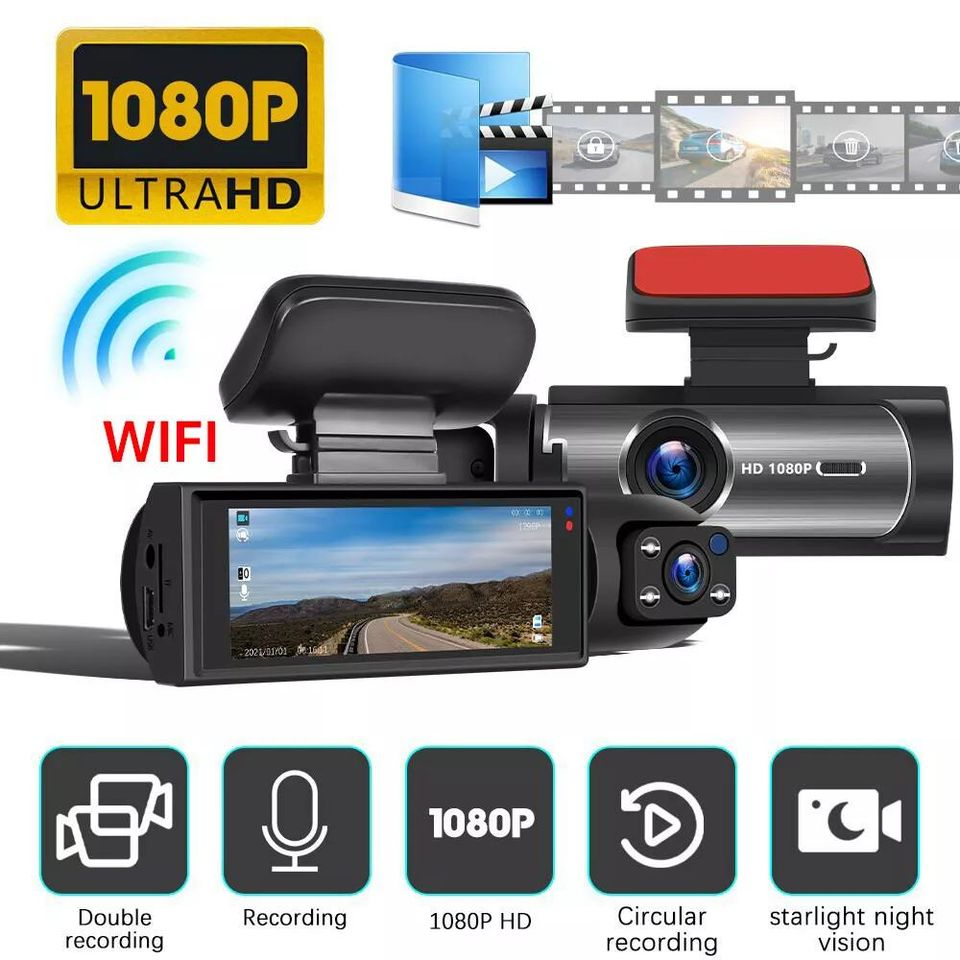 Dual Lens HD Front & Inside G-Sensor Car DVR Wifi Dash Camera - Univercell