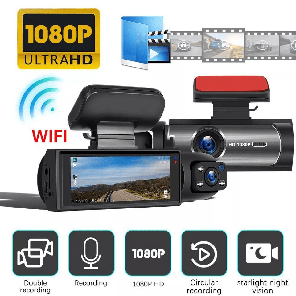 Dual Lens HD Front & Inside G-Sensor Car DVR Wifi Dash Camera - Univercell