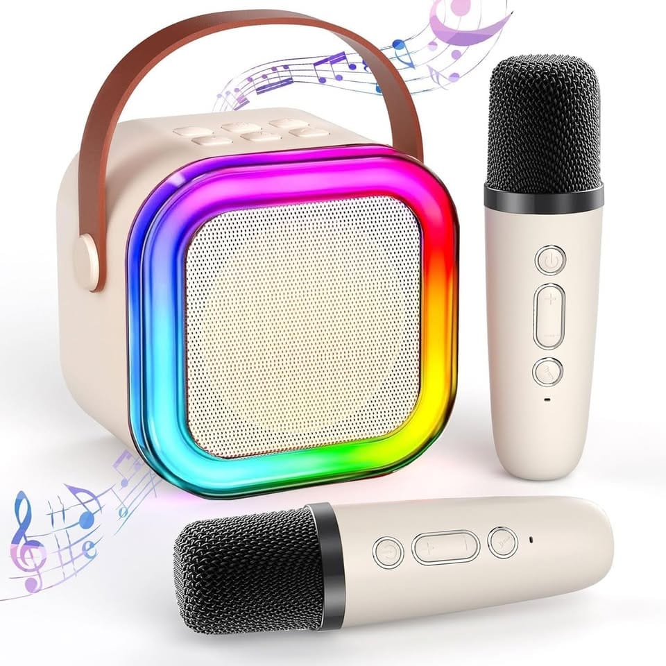 Mini Karaoke Bluetooth Speaker with 2 Wireless Mics Perfect Gift for Christmas - Univercell
