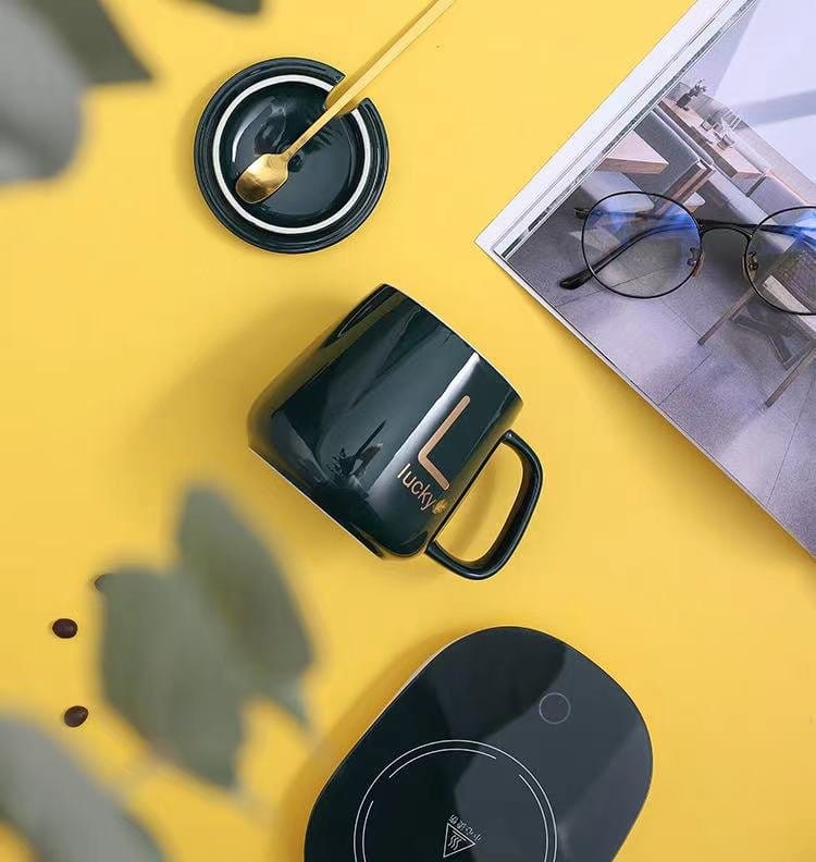 Portable USB Ceramic Coffee Mug set with Thermostat Heating Coaster - Univercell