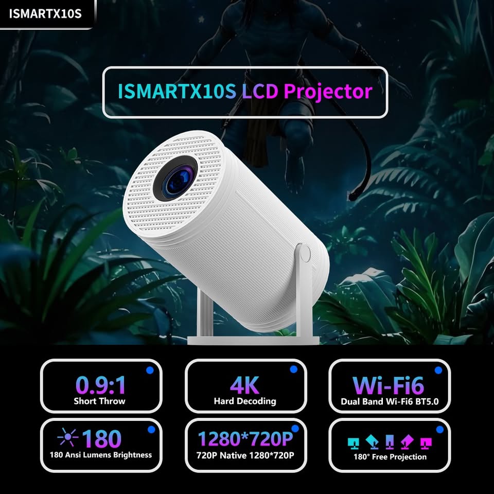 ISMARTX10S HY300 PRO 260ANSI, Android 13 Projector with Remote - Univercell