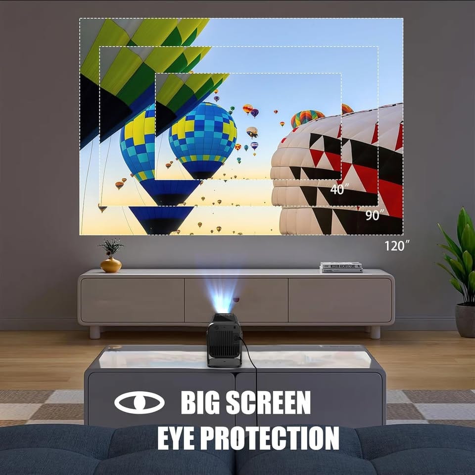 Smart WiFi 4K 1080P Projector, 600ANSI, Auto Keystone, 270° Rotation, Bluetooth & Apps - Univercell