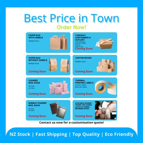 200pcs Kraft Paper Food Carry Bag with Handle - Univercell