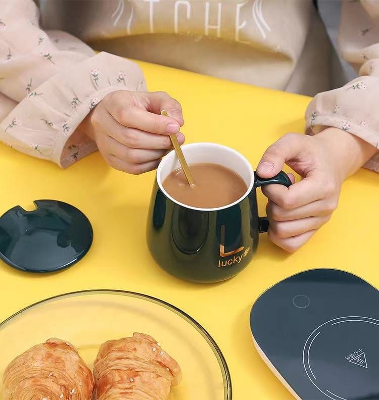 Portable USB Ceramic Coffee Mug set with Thermostat Heating Coaster - Univercell