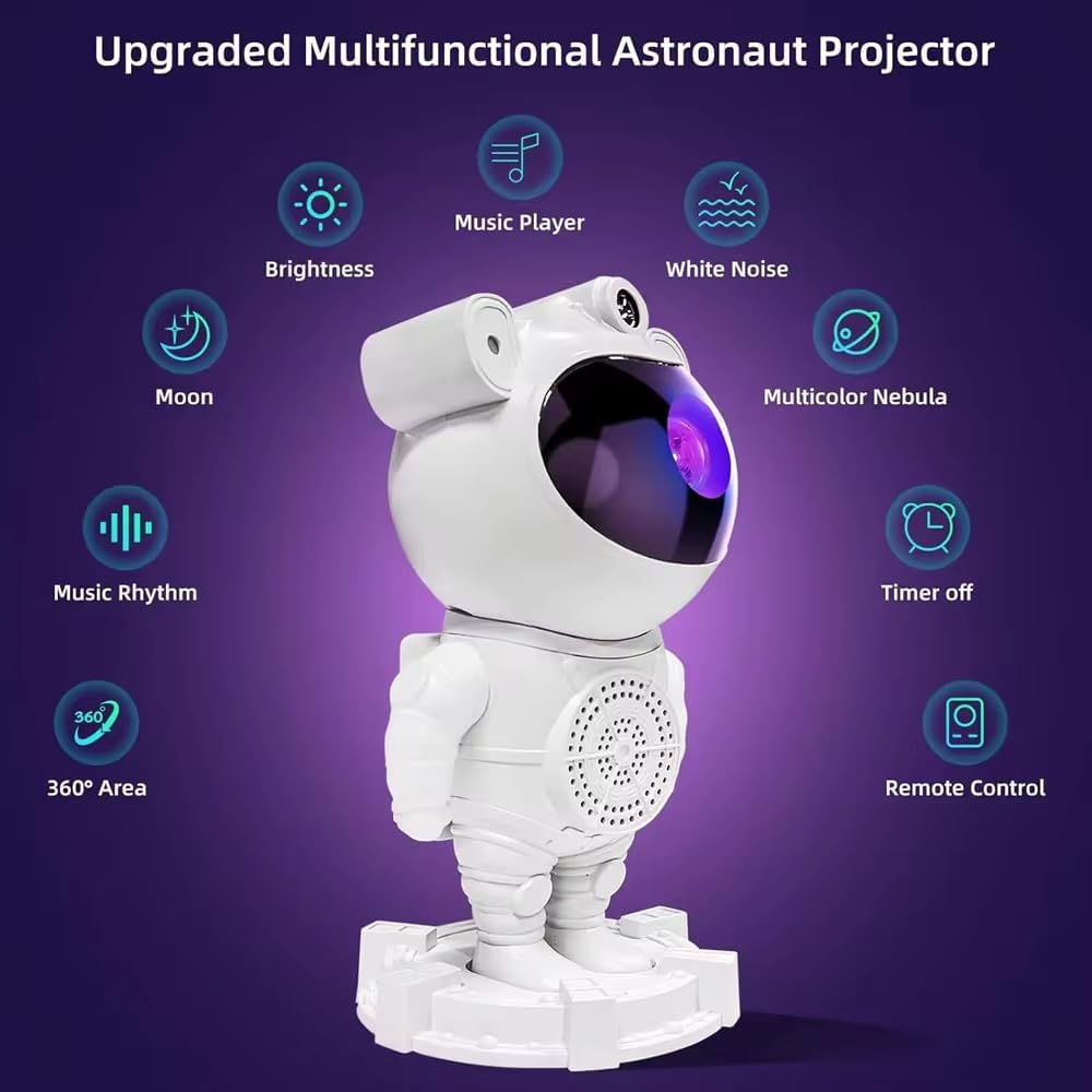 Starry Sky Robot Projector with Bluetooth, 360 Remote Projector