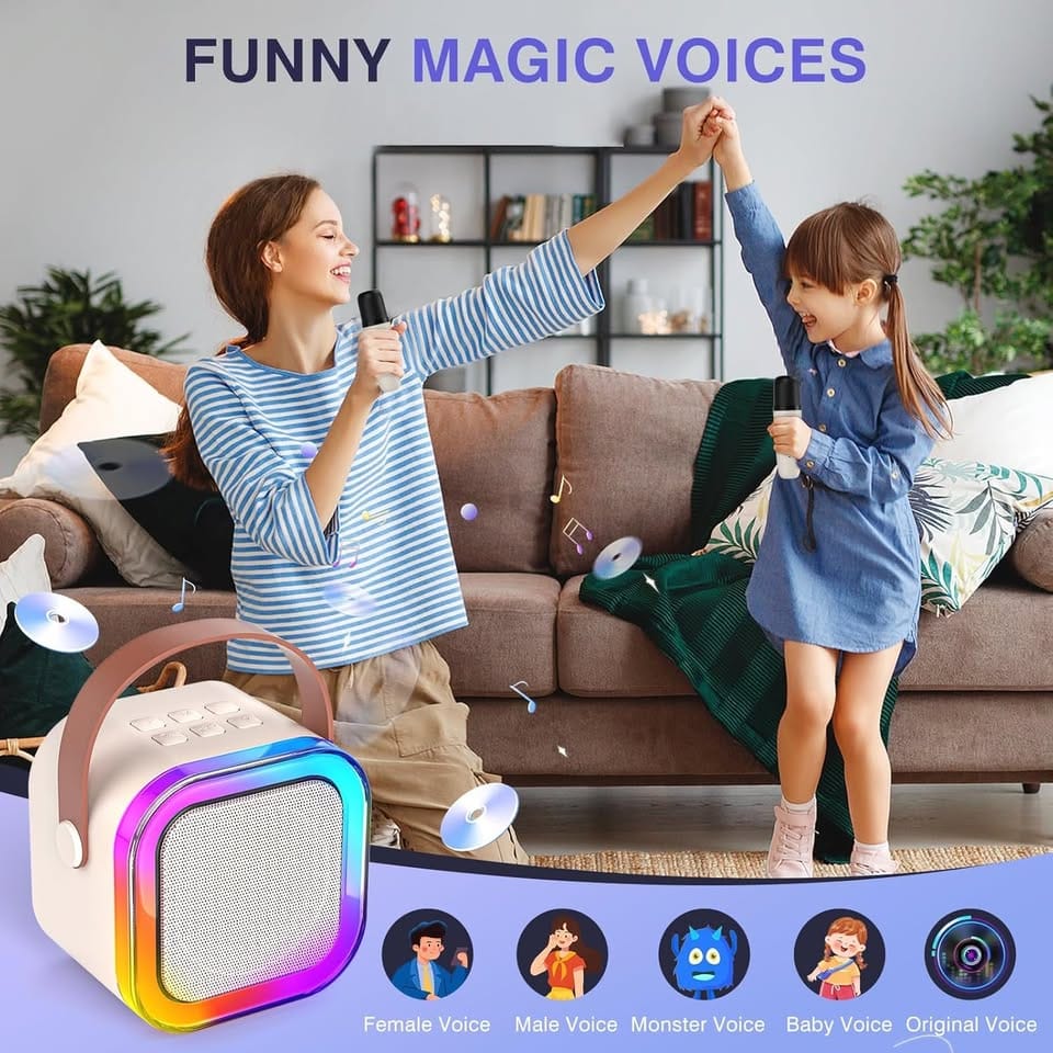 Mini Karaoke Bluetooth Speaker with 2 Wireless Mics Perfect Gift for Christmas - Univercell
