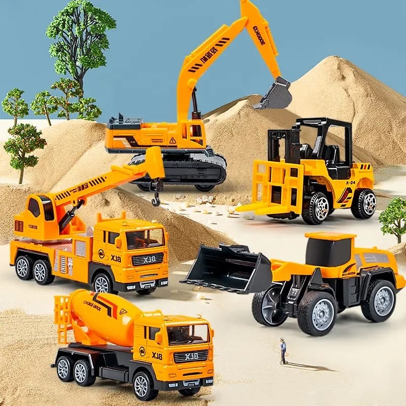 6pc Vehicles Mini Engineering Car, Truck, Helipcopter n more Toy Set for Kids - Univercell
