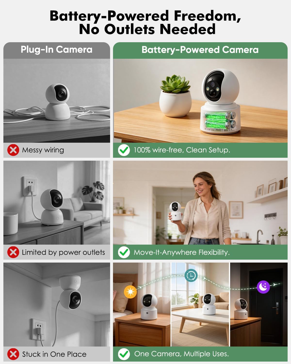 4G 5MP Wireless Rechargeable Security Camera for Baby & Pet Monitoring,360°PTZ, 2 Way Audio, Human Detection - Univercell