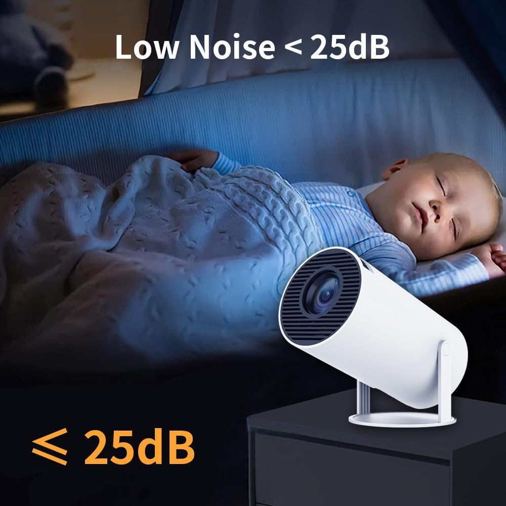 HY300 Pro Mini Portable Projector, 4K/200 ANSI Smart Projector with Remote