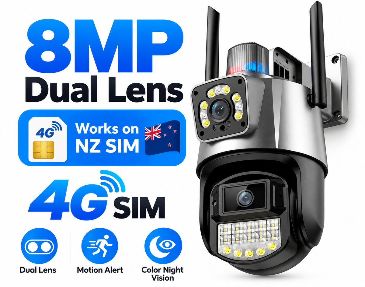 8MP 4G (Works ON NZ Sim) SIM PTZ Security Camera with AI Human Detection, Night Vision & V380 Pro