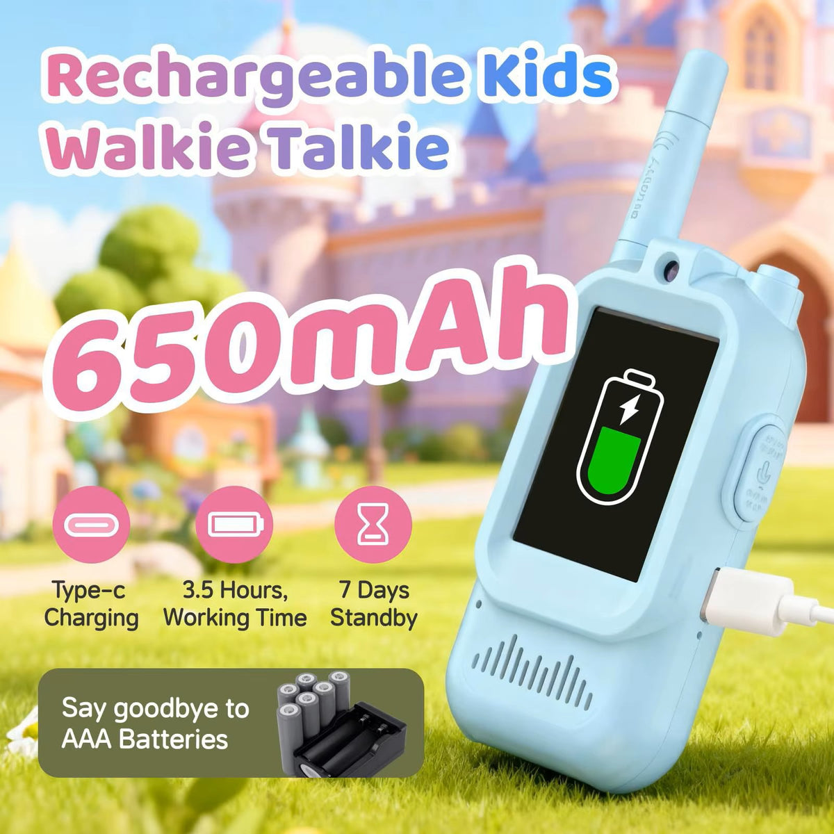 Kids Video Walkie-Talkie 2.0" IPS Screen, 400m Range, Voice Changer & Indoor & Outdoor Play