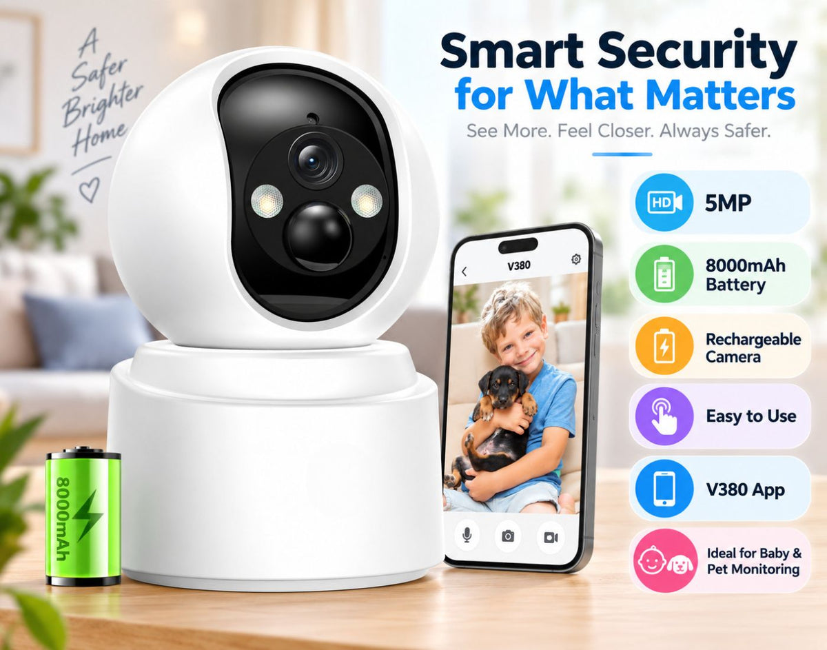 4G 5MP Wireless Rechargeable Security Camera for Baby & Pet Monitoring,360°PTZ, 2 Way Audio, Human Detection