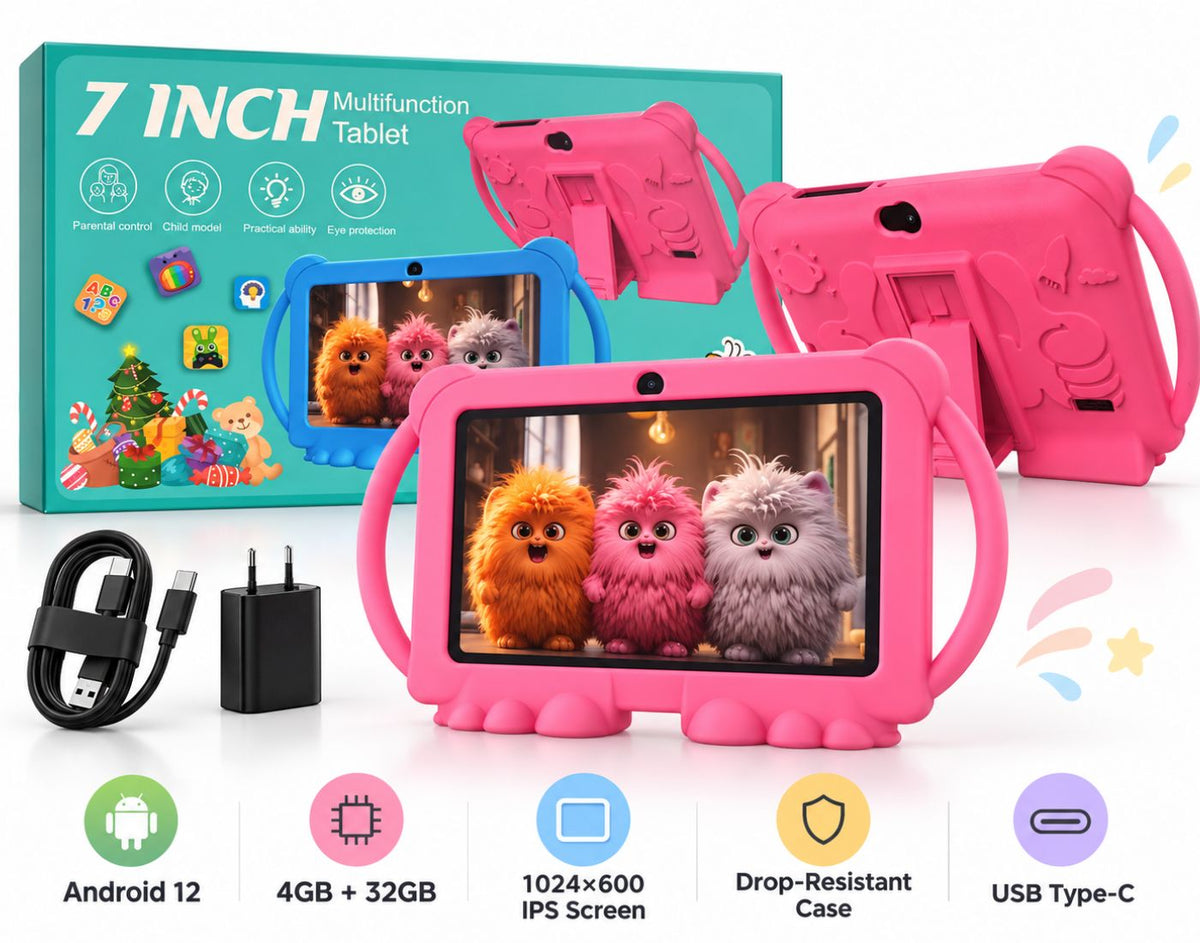 Most Trending 7" Kids Android Tablet 32GB IPS Screen With Protective Case Android 12