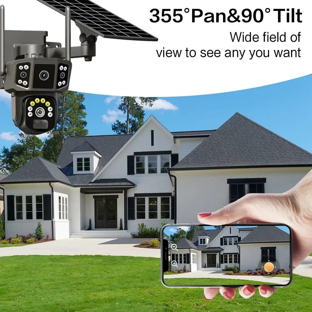 12MP Solar WiFi PTZ Security Camera 360° V380 Pro, Night Vision & Two-Way Audio - Univercell