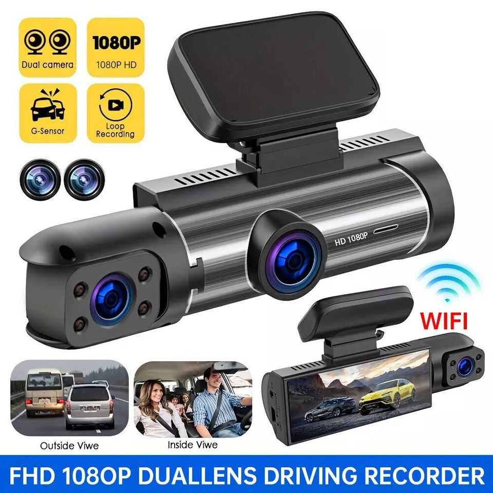 Dual Lens HD Front & Inside G-Sensor Car DVR Wifi Dash Camera - Univercell
