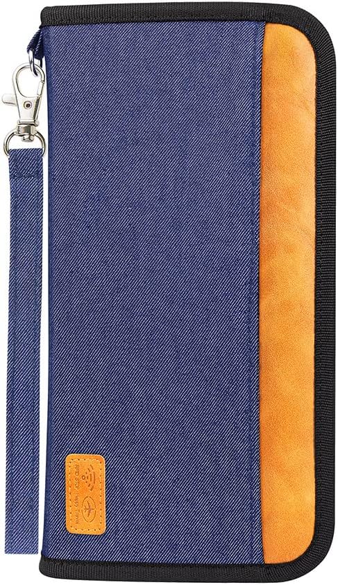 Passport RFID Wallet Documents Organizer Zipper Case With Wristlet Strap - Univercell