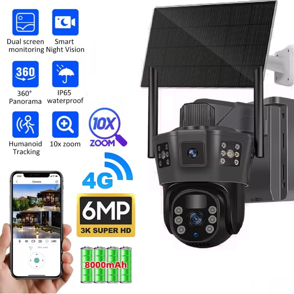 Wireless 4G Dual Lens Solar CCTV Camera - Univercell