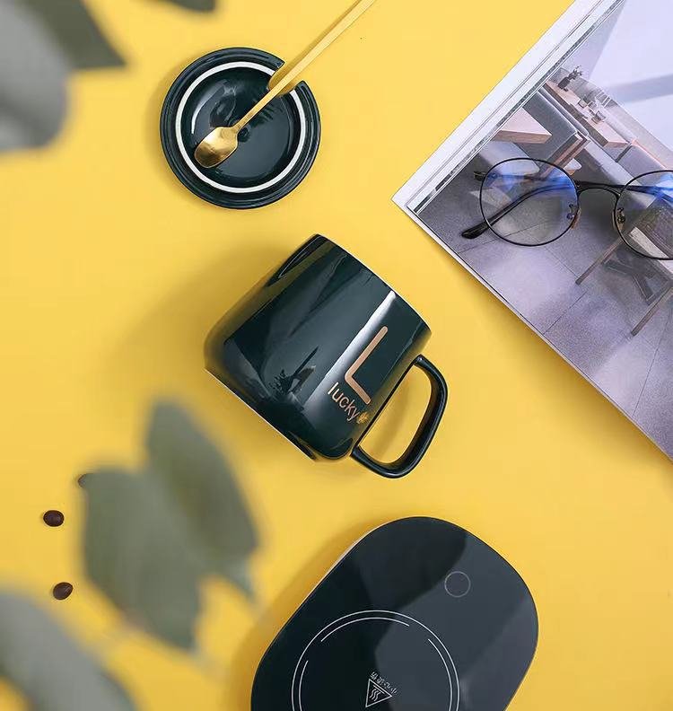 Portable USB Ceramic Coffee Mug set with Thermostat Heating Coaster - Univercell