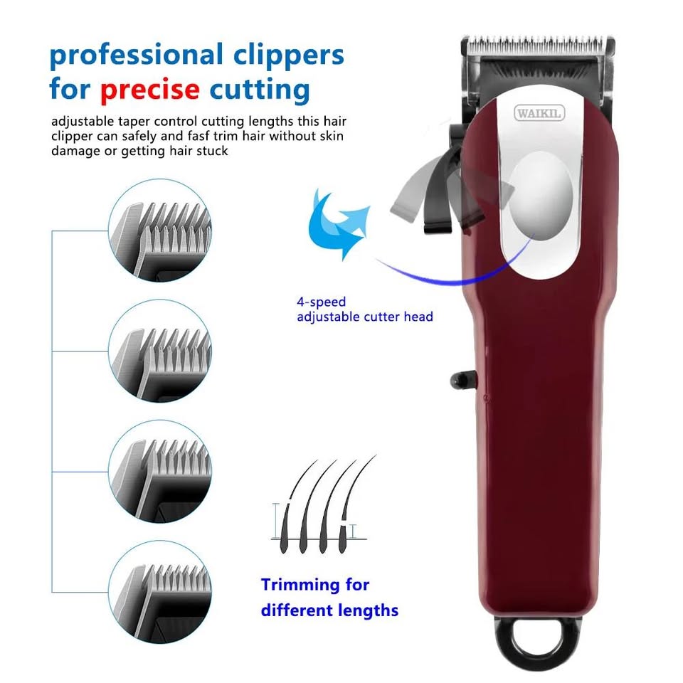 WAIKIL High-Power Hair Clipper Rechargeable Barber Trimmer