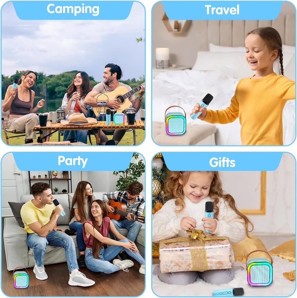 Mini Karaoke Bluetooth Speaker with 2 Wireless Mics Perfect Gift for Christmas - Univercell