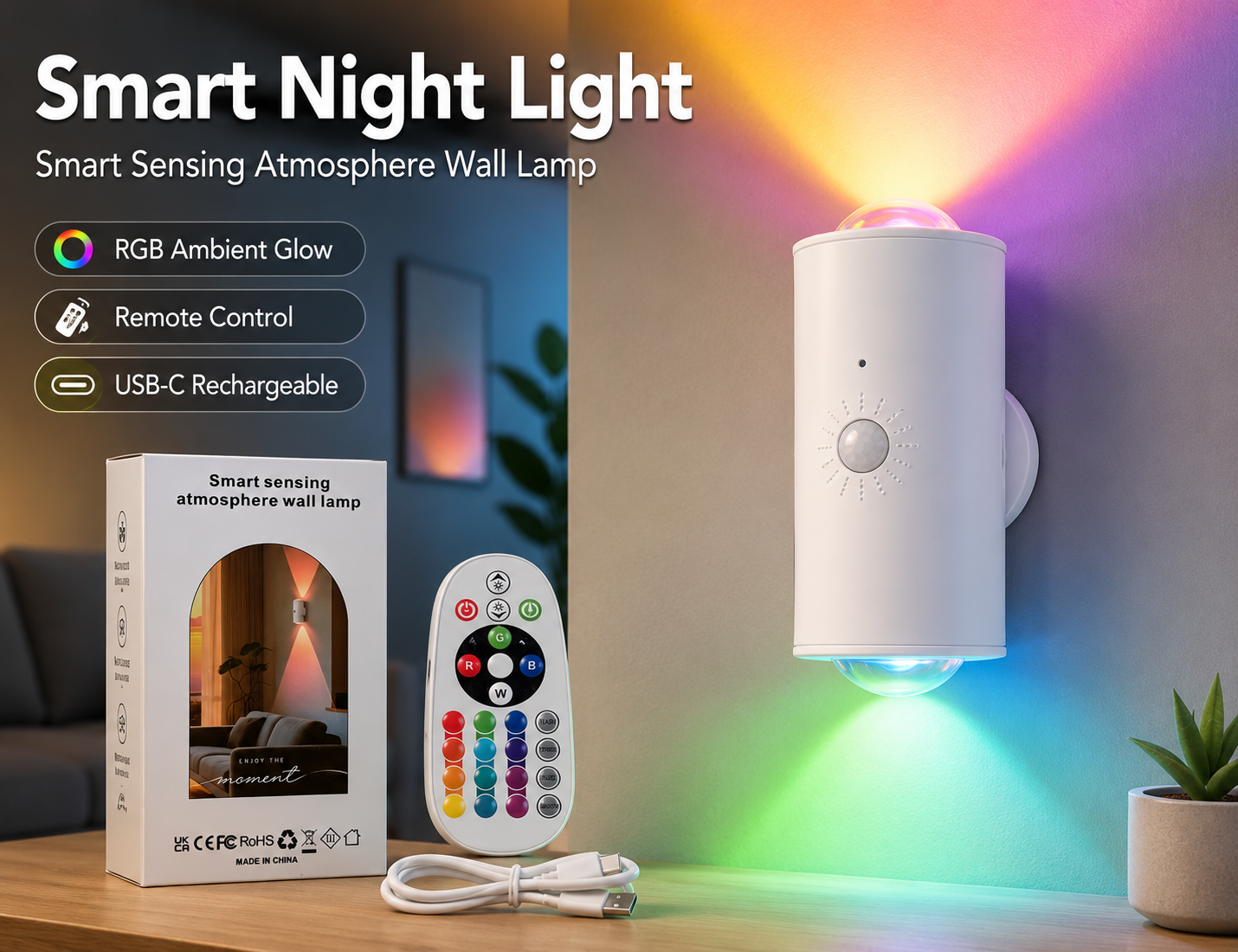 Smart Sensing RGB Atmosphere Wall Lamp – Motion Sensor Night Light