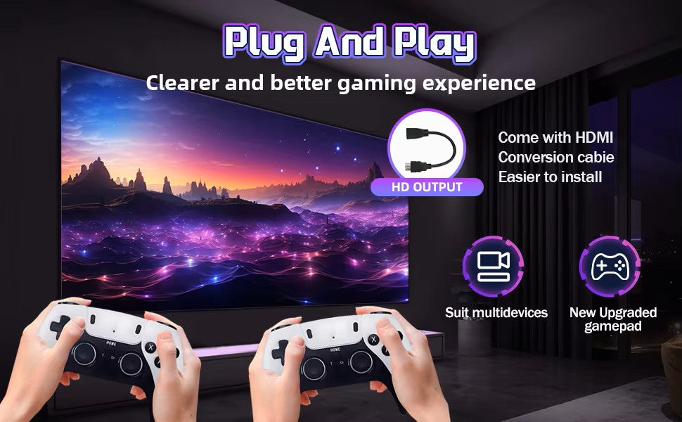M15 Pro Retro Game Stick 64GB – 26,000+ Games, 24 Emulators, Dual Controllers