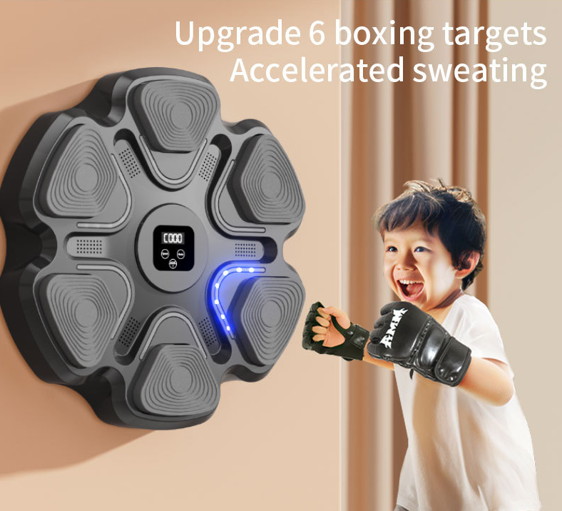 Music Boxing Machine Wall-Mounted Bluetooth Punching Trainer + Gloves with LED