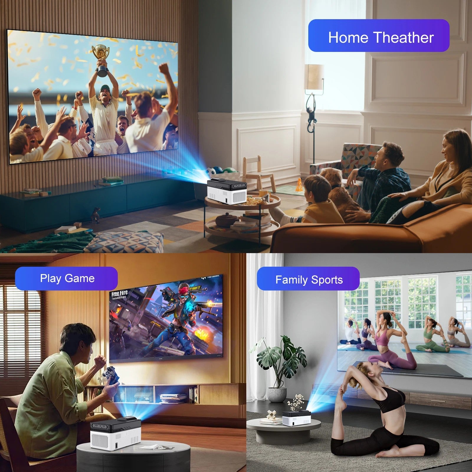 Magcubic HY450 Portable Projector, 8K 1080P, Ultra Short Throw, 900 ANSI, Auto Offset With Remote - Univercell