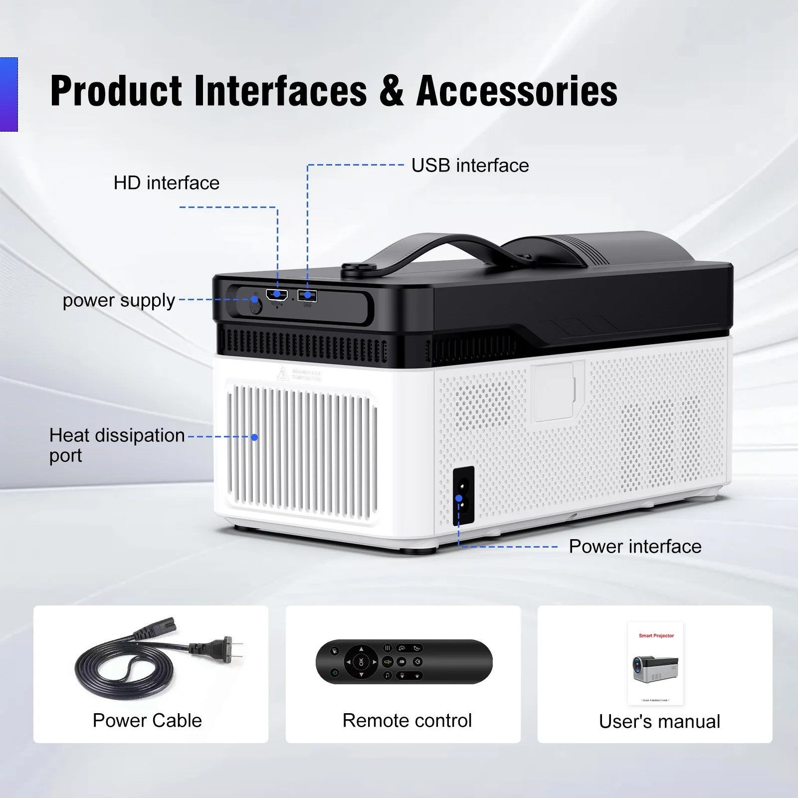 Magcubic HY450 Portable Projector, 8K 1080P, Ultra Short Throw, 900 ANSI, Auto Offset With Remote - Univercell