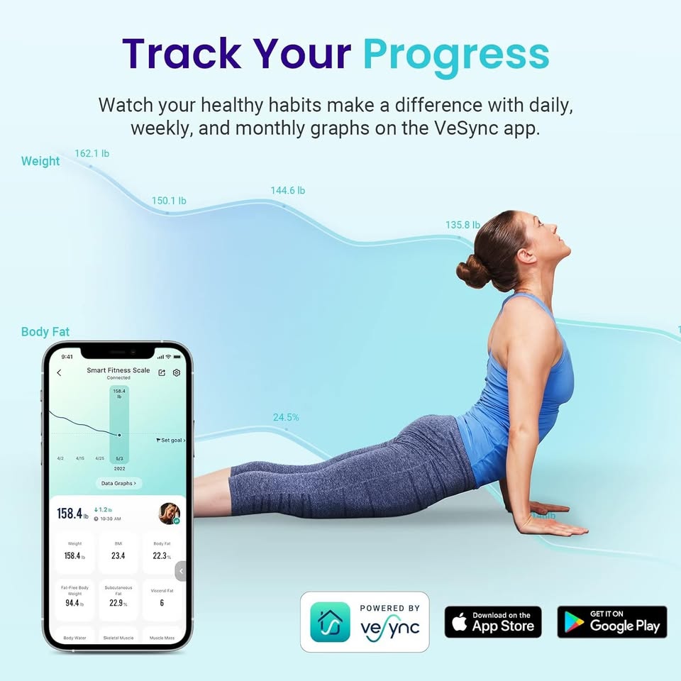 Smart Bluetooth Digital Scale – 500lb Body Weight Muscle Mass Monitor with App - Univercell