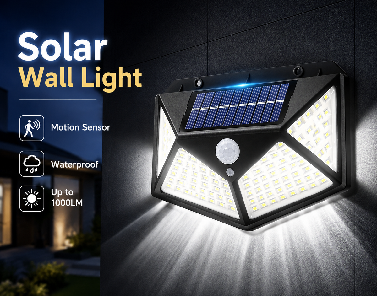LED Solar Wall Light with PIR Motion Sensor, 600LM, IP65 Waterproof
