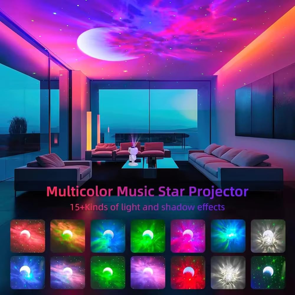 Starry Sky Robot Projector with Bluetooth, 360 Remote Projector
