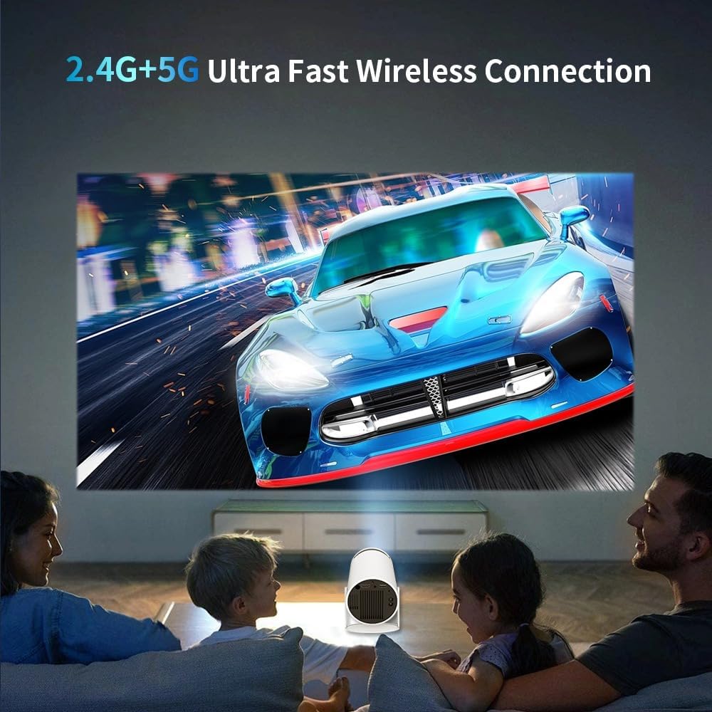HY300 Pro Mini Portable Projector, 4K/200 ANSI Smart Projector with Remote - Univercell