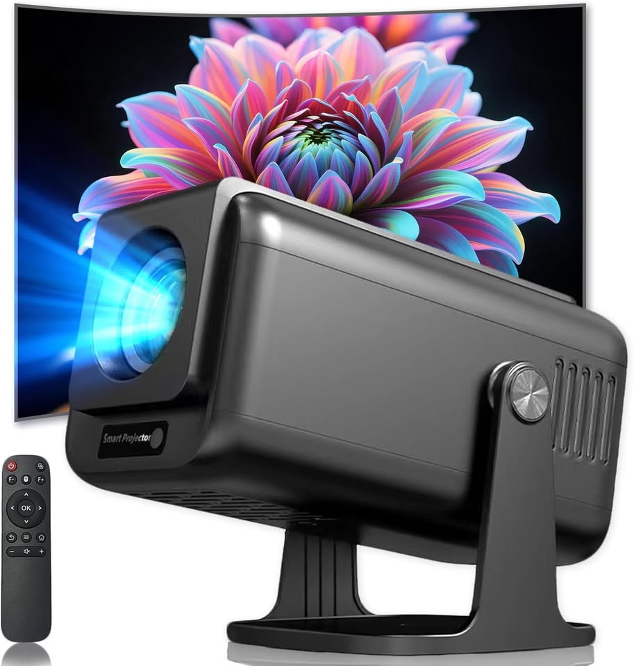 Smart WiFi 4K 1080P Projector, 600ANSI, Auto Keystone, 270° Rotation, Bluetooth & Apps - Univercell