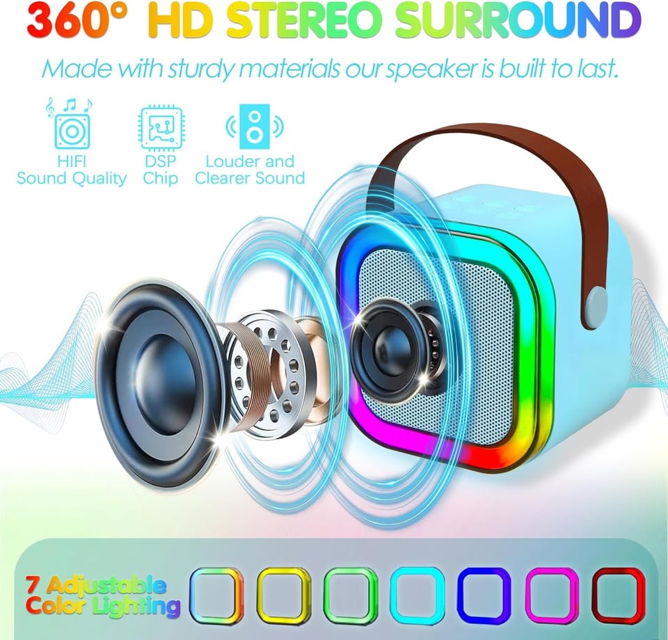 Mini Karaoke Bluetooth Speaker with 2 Wireless Mics Perfect Gift for Christmas - Univercell