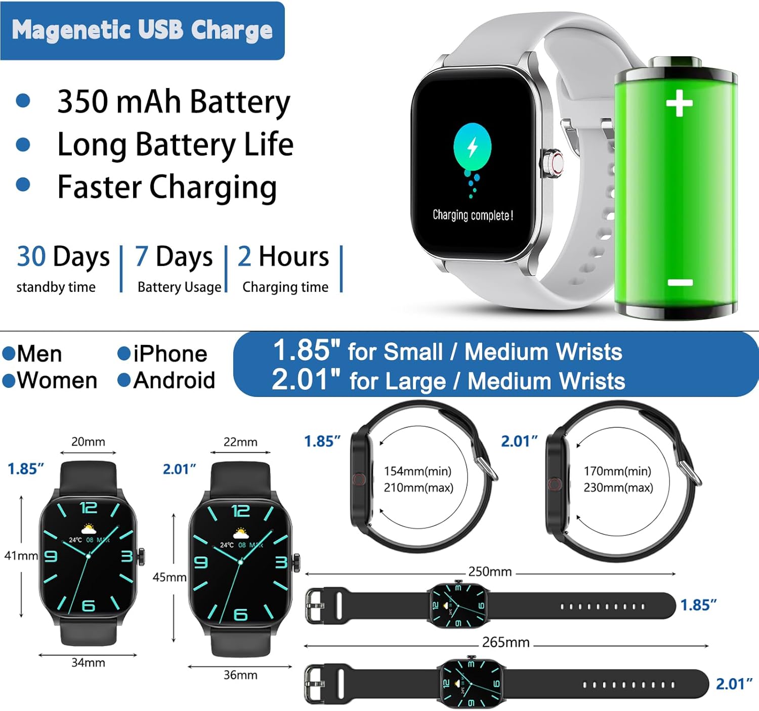 TS10 PRO Smart Watch with Call, 2.01" HD Fitness Tracker, 100+ Sports Modes, Heart Rate, IP68, Android/iPhone - Univercell