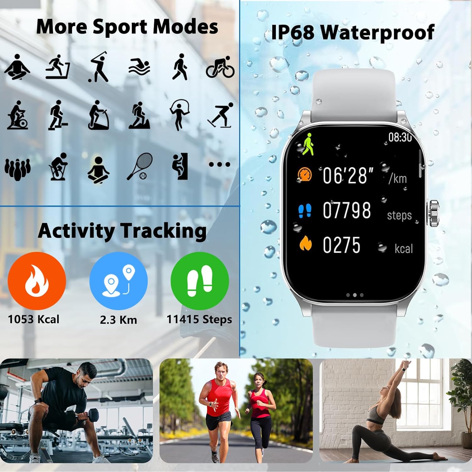 TS10 PRO Smart Watch with Call, 2.01" HD Fitness Tracker, 100+ Sports Modes, Heart Rate, IP68, Android/iPhone - Univercell