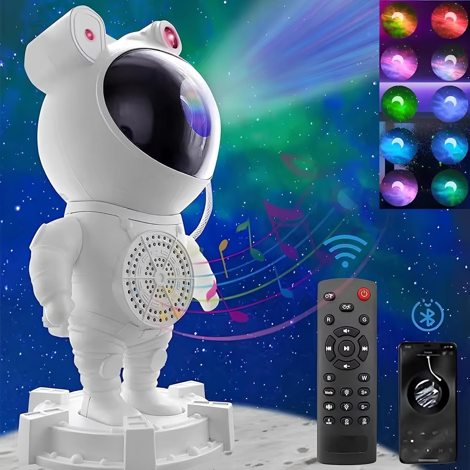Starry Sky Robot Projector with Bluetooth, 360 Remote Projector