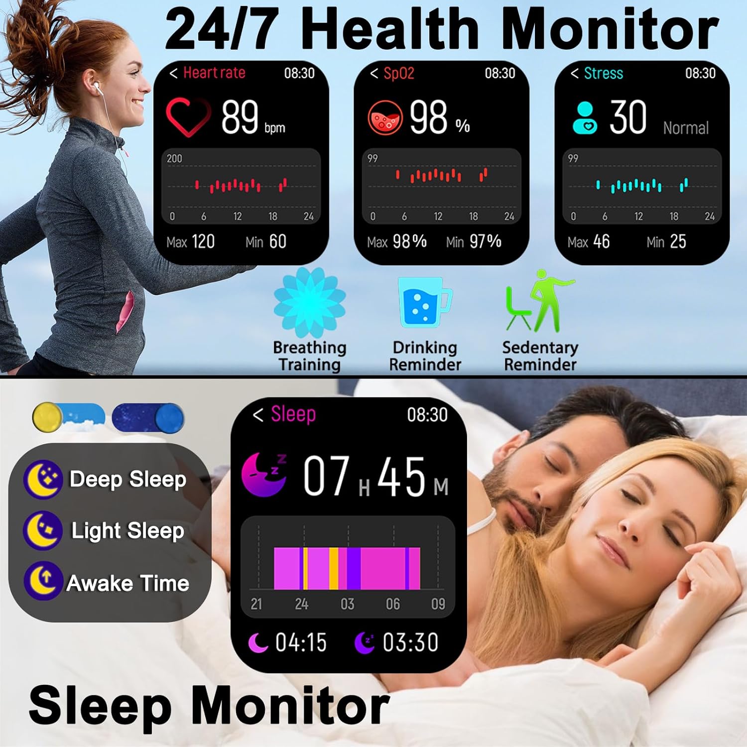 TS10 PRO Smart Watch with Call, 2.01" HD Fitness Tracker, 100+ Sports Modes, Heart Rate, IP68, Android/iPhone - Univercell
