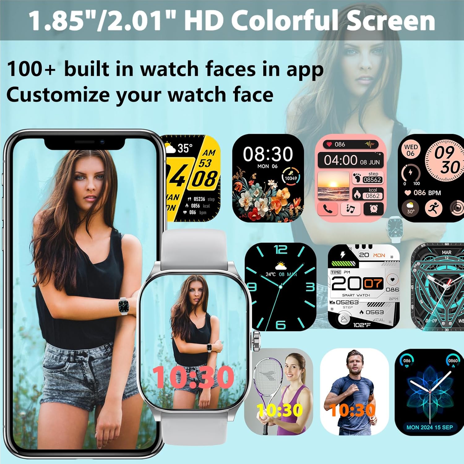 TS10 PRO Smart Watch with Call, 2.01" HD Fitness Tracker, 100+ Sports Modes, Heart Rate, IP68, Android/iPhone - Univercell