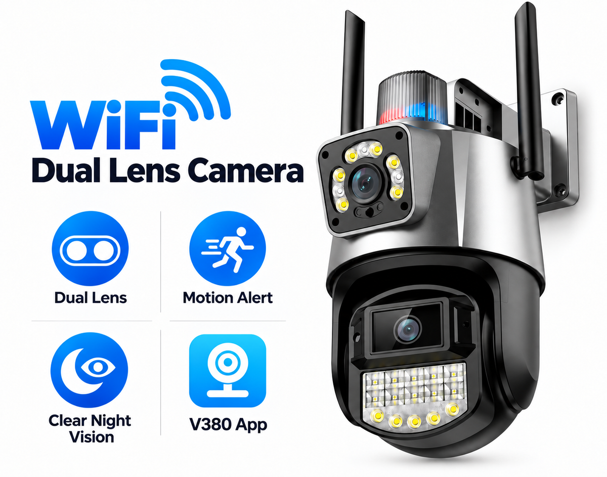 8MP Wi-Fi PTZ Security Camera with AI Detection, Night Vision & V380 Pro, Weatherproof