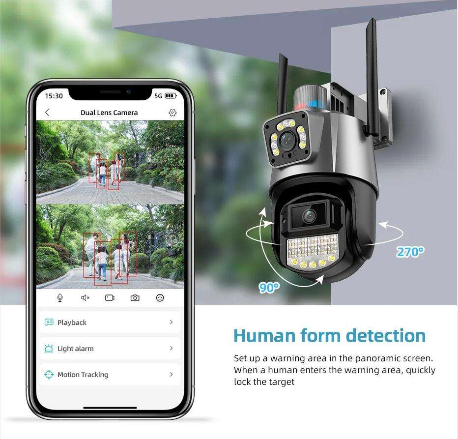 8MP 4G (Works ON NZ Sim) SIM PTZ Security Camera with AI Human Detection, Night Vision & V380 Pro