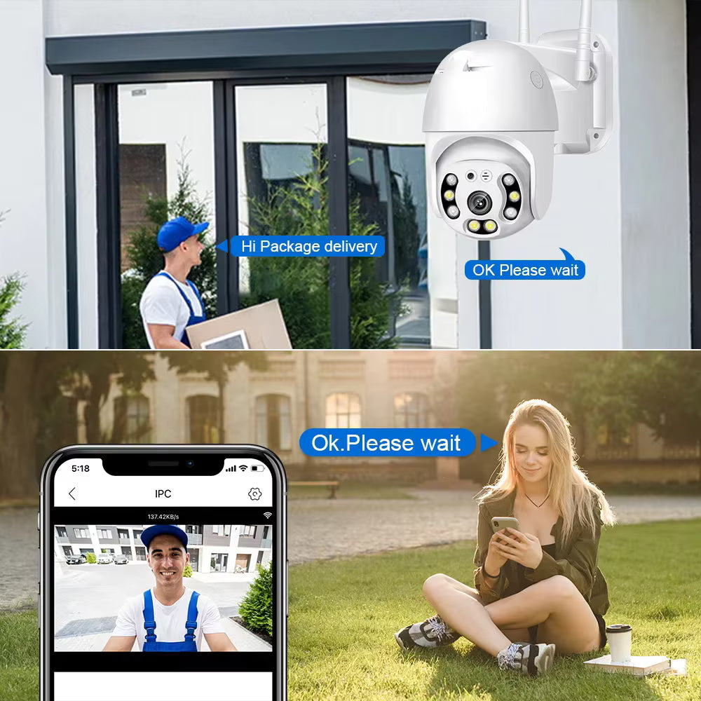 5MP WiFi PTZ Security Camera with AI Human Tracking, Two-Way Audio & V380 Pro Aap - Univercell