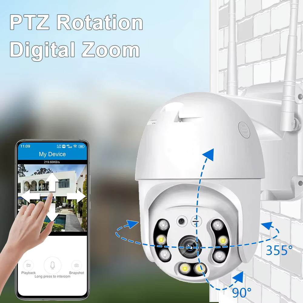 5MP WiFi PTZ Security Camera with AI Human Tracking, Two-Way Audio & V380 Pro Aap - Univercell