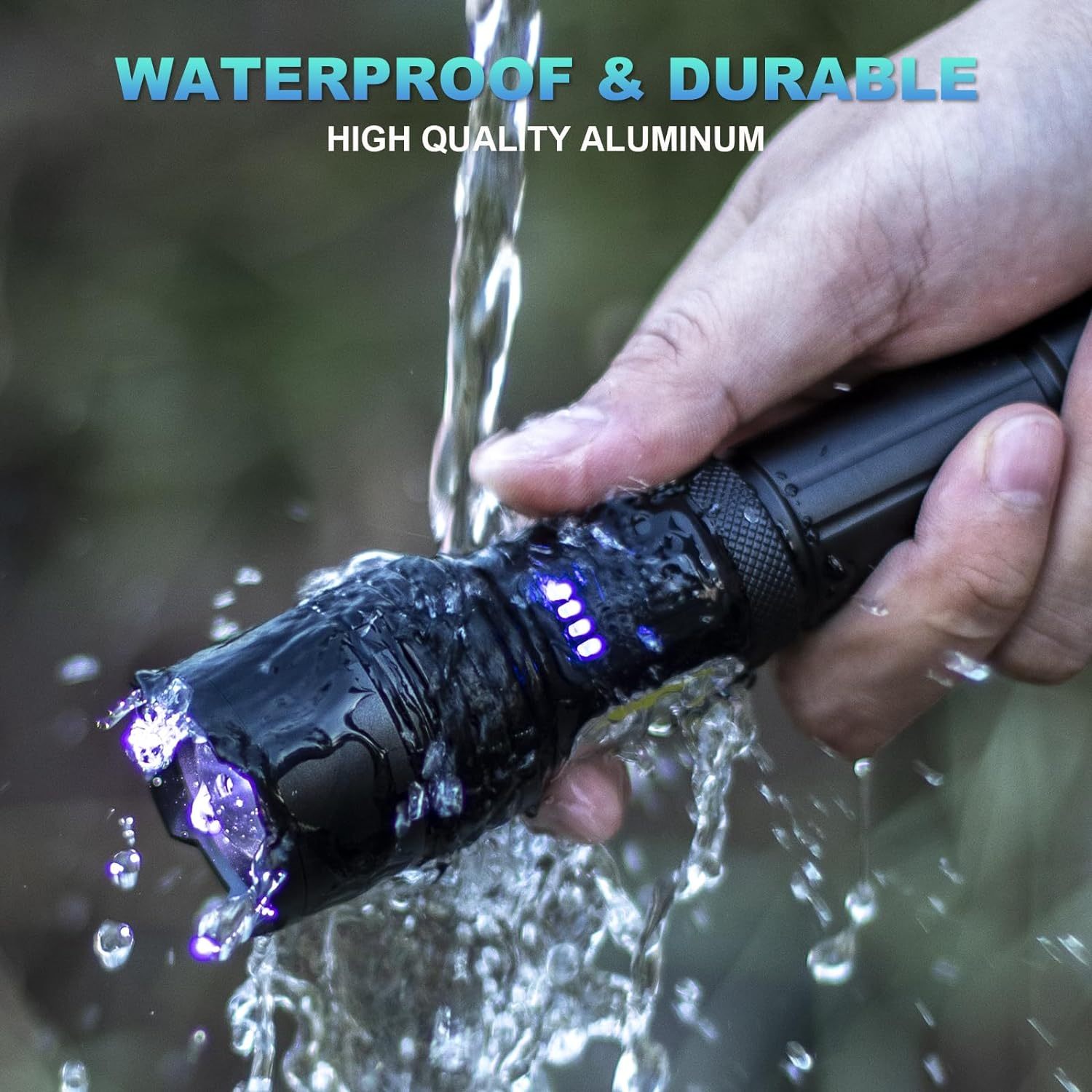 Super Bright Rechargeable LED Flashlight Torch– 5000mAh, 7 Light Modes