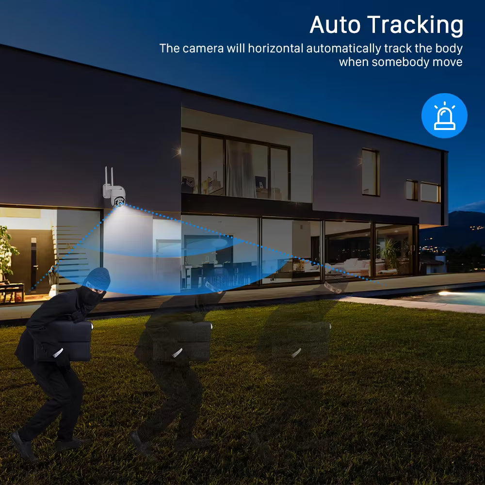 5MP WiFi PTZ Security Camera with AI Human Tracking, Two-Way Audio & V380 Pro Aap - Univercell