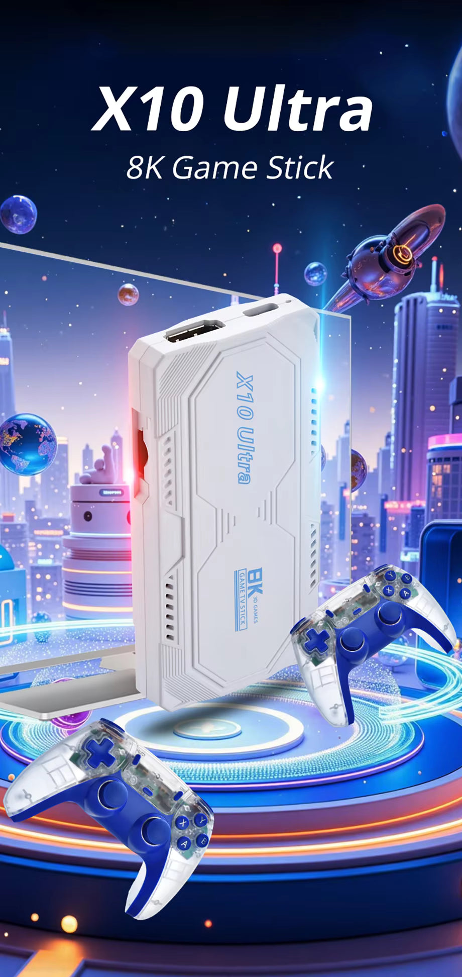 2026 Newly Launched Upgraded Version 4K Ultra HD X10 Ultra Game Stick,17K+ games