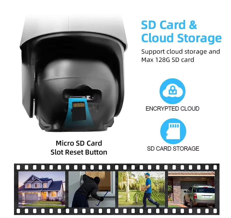 8MP 4G (Works ON NZ Sim) SIM PTZ Security Camera with AI Human Detection, Night Vision & V380 Pro