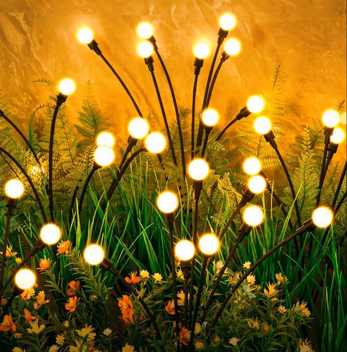 Solar Firefly Garden Lights 8 LED Heads, Waterproof Outdoor Decorative Light