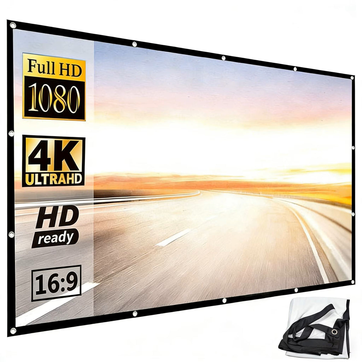100 Inch16:9 Foldable Projector Screen 4K HD Portable Indoor Outdoor Home Cinema